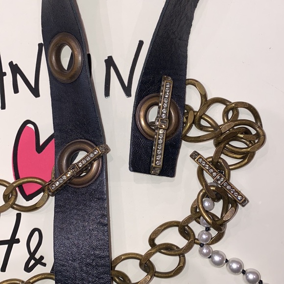 LANVIN FOR H&M NECKLACE PEARLS, LEATHER AND CHAIN. - Picture 2 of 2